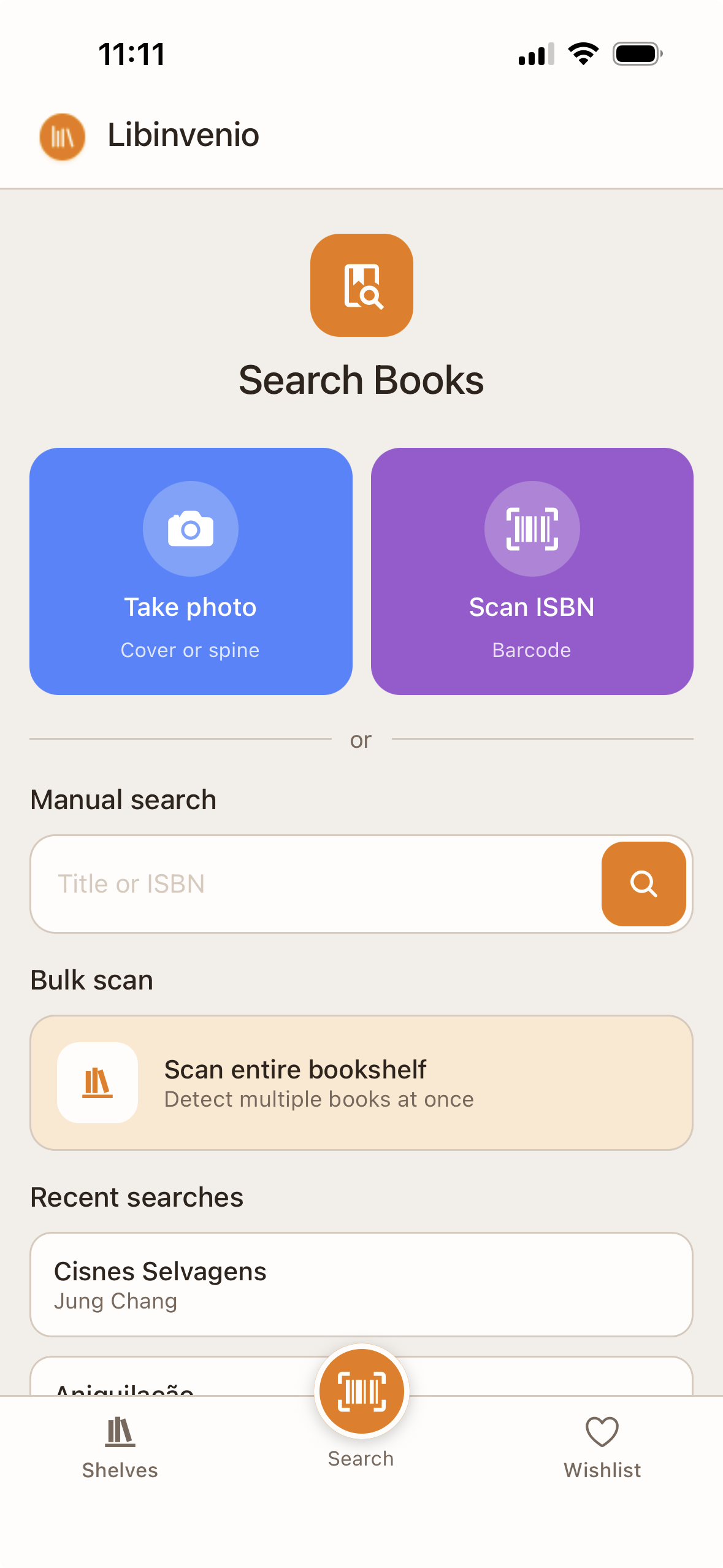 Scan screen