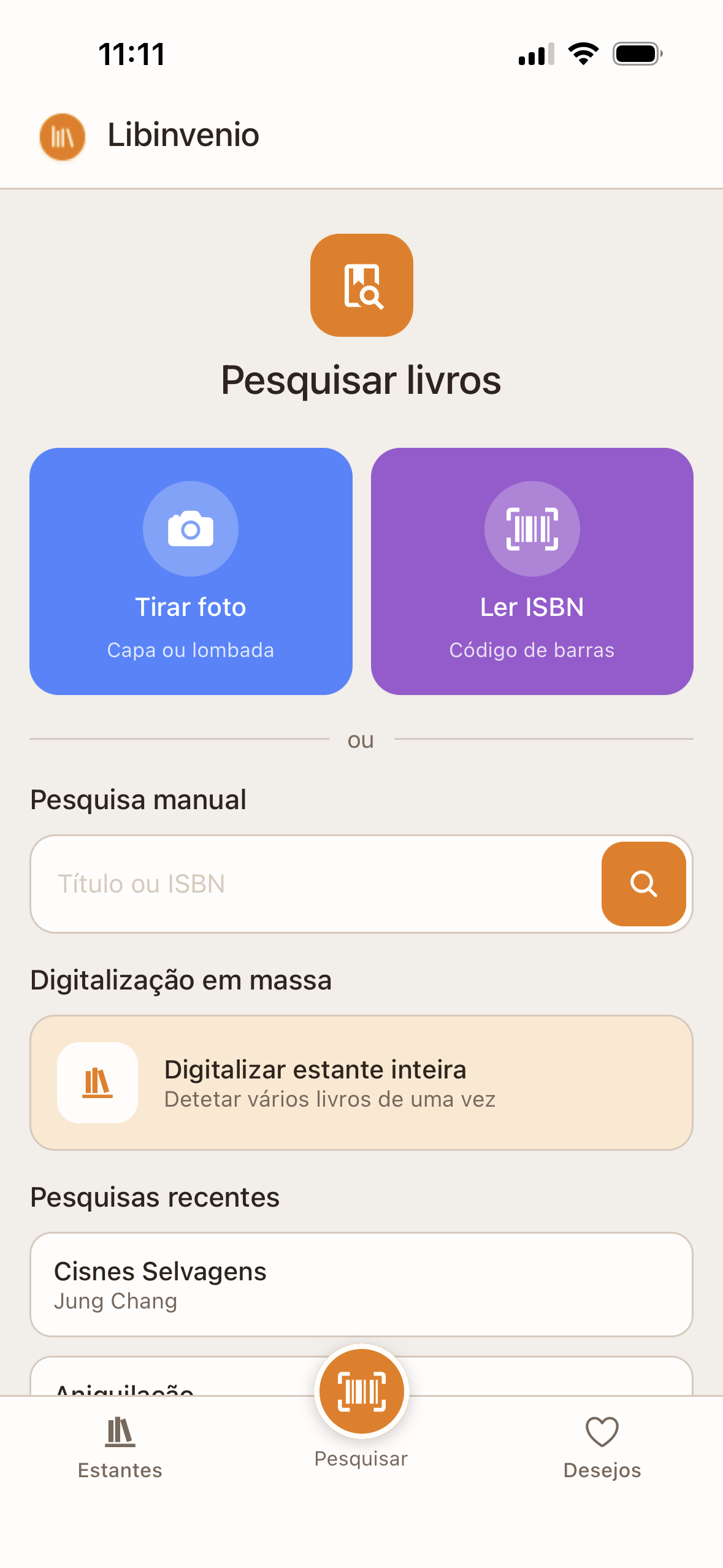 Ecrã de digitalização
